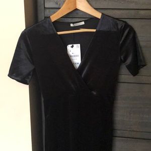 Zara Black Velvet Midi Dress